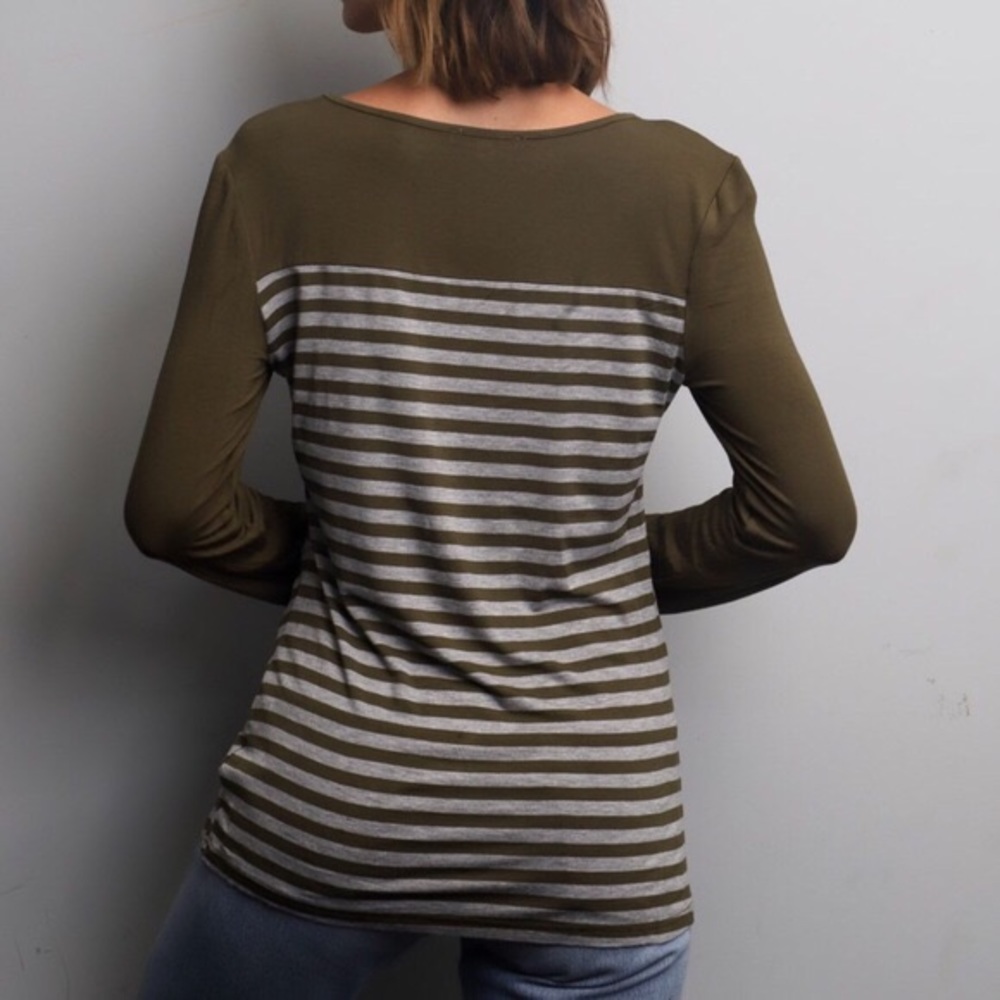 Naomy Asymmetrical Stripe Long Sleeve Shirt - Picture 5 of 7